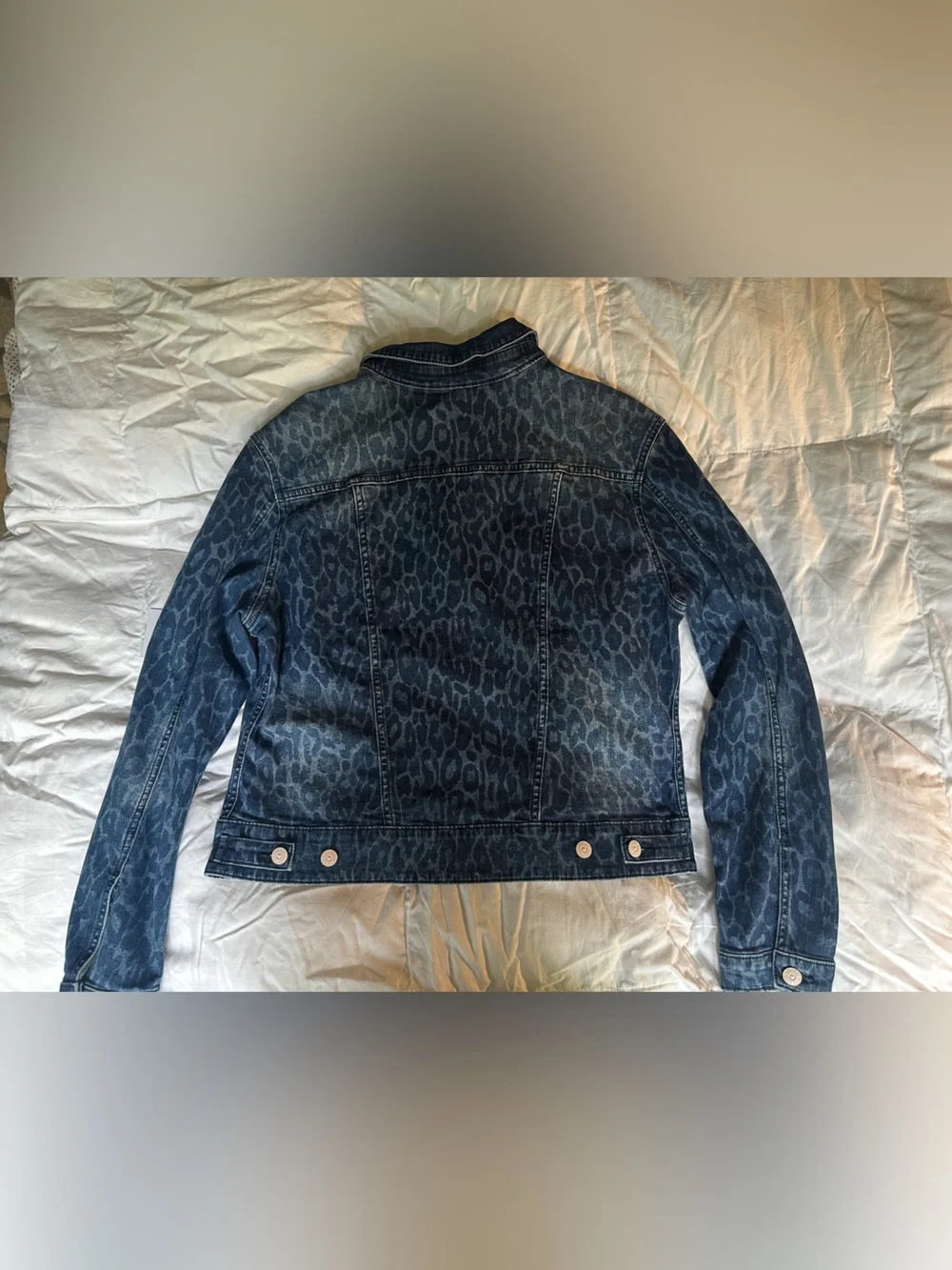LuLaRoe Dark Blue Denim Jacket with White Star Accents